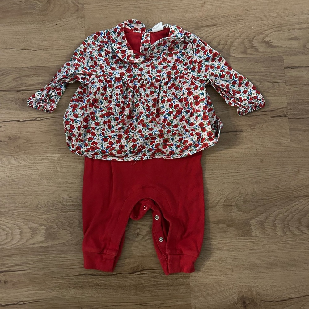 Baby One Piece Red Floral Outfit